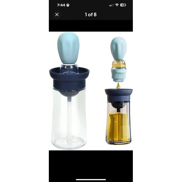 2 in 1 Blue Oil Dispenser Bottle With Brush for Kitchen Cooking Or BBQ