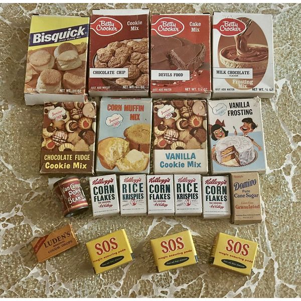 Vintage Junior Chef ARGO Kenner Play Food Kitchen Boxes Cereal Cake Baked Beans