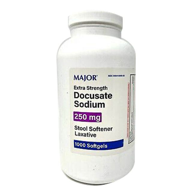 Docusate Sodium 250mg Softgel Stool Softener Laxative Generic Colace 1000 Count