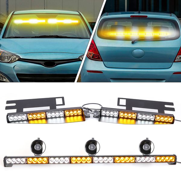 32 LED Emergency Warning Strobe light Bar +2 In 1 LED Sun Visor Windshield Light