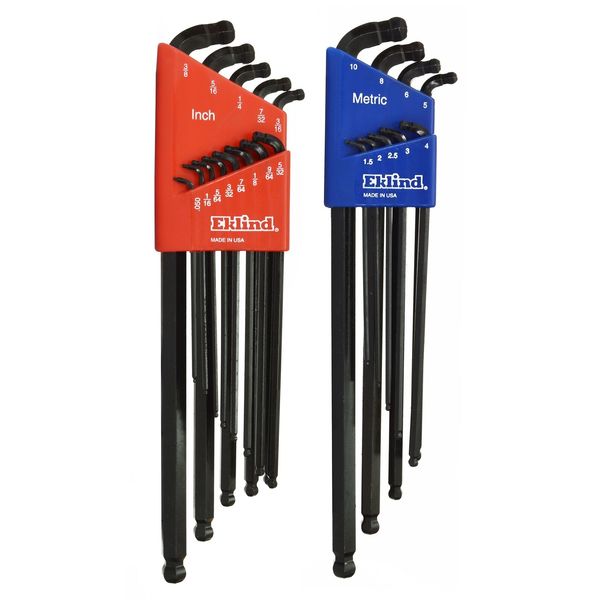 EKLIND Extra Long 22pc Combination Hex Key Set Inch and MM Tools Made in USA