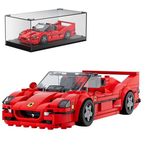 Mould King Speed Champions Car Building Toys with Acrylic Display Case, Model Race Car Toy Building Blocks Kit 27066 Collectible Racing Vehicle Set for Kids Age 8+ Teens Adults, 352Pieces