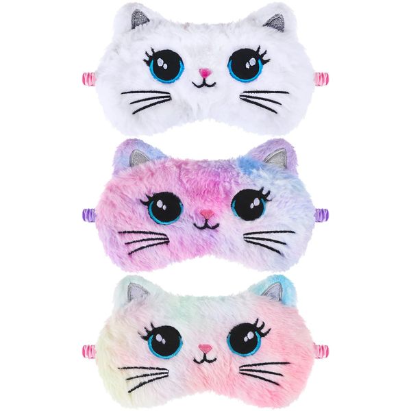 3 Pcs Sleeping Eye Mask Soft Plush Eye Mask Cute Animal Sleeping Eye Shade Night Eyeshade Cover for Girls Boys Travel Nap Party Supplies, Rainbow Faux Fur Eye Shade for Women Men Travel Nap Sleeping