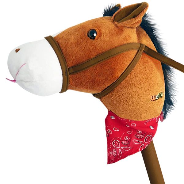 WALIKI Toys Stick Horse (Plush, for Kids and Toddlers) Gift for 2 + Year Old boy Birthday (Brown)