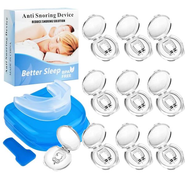 Anti Snoring Devices, 10PCS Magnetic Nose Clip Silicone Snore Stopper with Anti Snore Mouth Guard Snoring Aids for Men Snoring Aids for Women