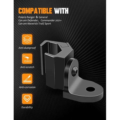 UTV Flag Whip Light Mount, 2 PCS 360° Adjustable Heavy Duty UTV Whip Mounting Bracket for Pro-fit Cage Compatible with Polaris Ranger General Can am Defender Commander 2021+ Maverick Trail/Sport