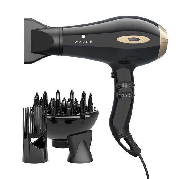 1875W Hair Dryer Tourmaline Lightweight Low Noise Blow Dryer 2 Speed and 3 Heat Settings Fast Drying AC Motor Hairdryer with Diffuser & Comb & Concentrator