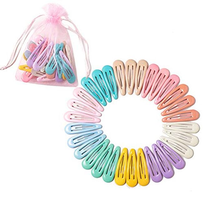 Snap Hair Clips, 30pcs Non-Slip Metal Hair Clip Barrettes BB Hairpin Hair Accessories for Children Women Girls