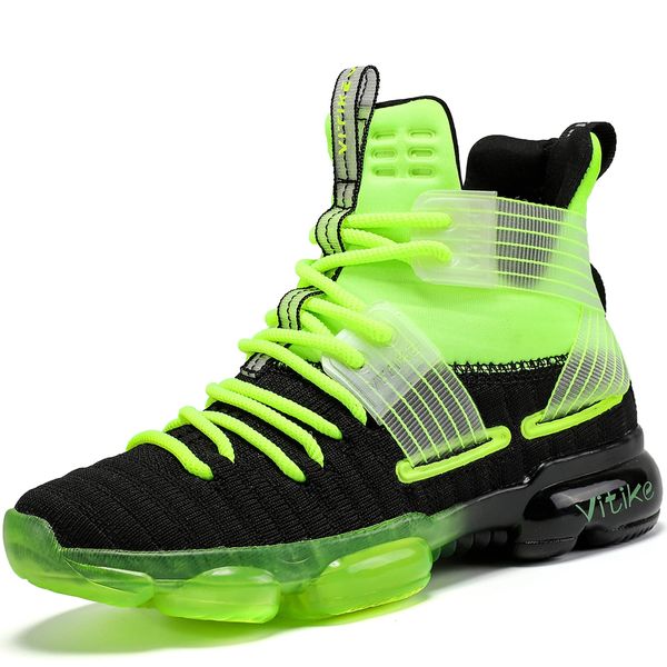 Boys Basketball Shoes Kids Sneakers High-top Sports Shoes Durable Lace-up Non-Slip Running Shoes Secure for Little Kids Big Kids and Girls Size 3 Green