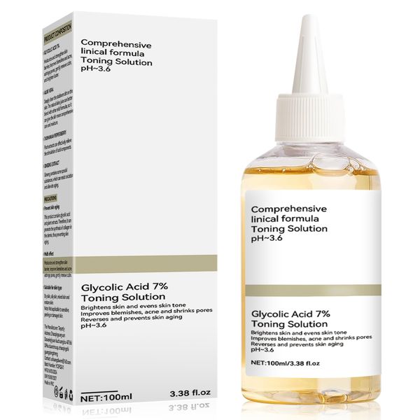 Glycolic Acid 7% Toning Solution, Hydrating Toner, Hautpflege Glykolsäure Toner, Peeling, Unreinheiten, Akne, Feuchtigkeit Spenden und Stärken Haut, 100ml