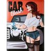 Pin-Up Car Wash Large metal plate Deco