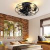 15" Flush Mount Caged Ceiling Fans with Lights, 3 Speeds，Low Profile Ceiling Fan