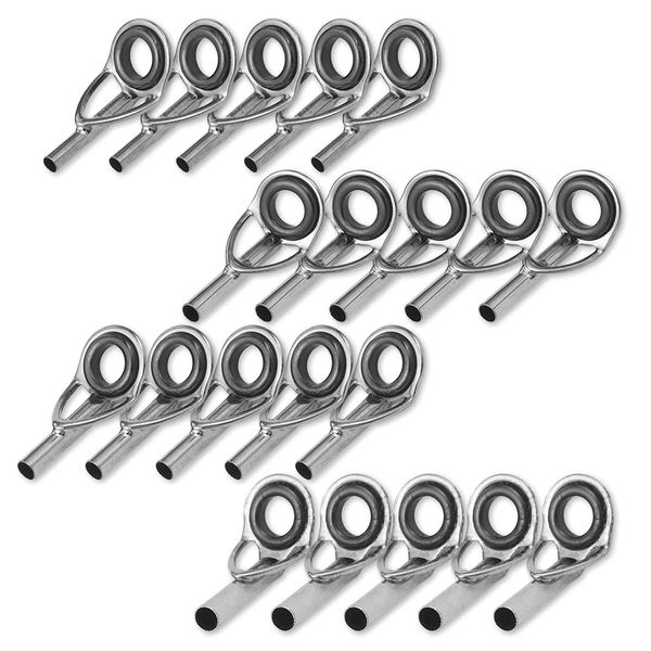 Top Guide, Rod Guide, Stainless Steel, Fishing Rod, Tip, Repair, 4 Sizes, 20-piece Set, 5#/6#, Choice of Set (Ring 0.15/0.07/0.08/0.08/0.08/0.09/0.08/0.09/0.09/0.09 inches (1.6/1.8/2.0/2