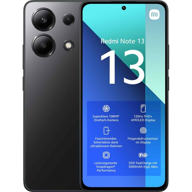 Xiaomi Redmi Note 13 Smartphone 6+128GB - Black (UK Version + 2 Years Warranty)