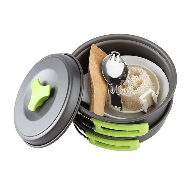 Camping Cookware Set Camping Gear Campfire Utensils Non-Stick Cooking  Equipment Lightweight Stackable Pot Pan Bowls with Bag