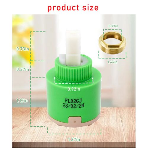 FL02GJ 35mm Single Lever Faucet Cartridge（With copper ring）Compatible With OEM Faucet Cartridges,Replace 35mm Faucets Hain Yo 1 3/8"