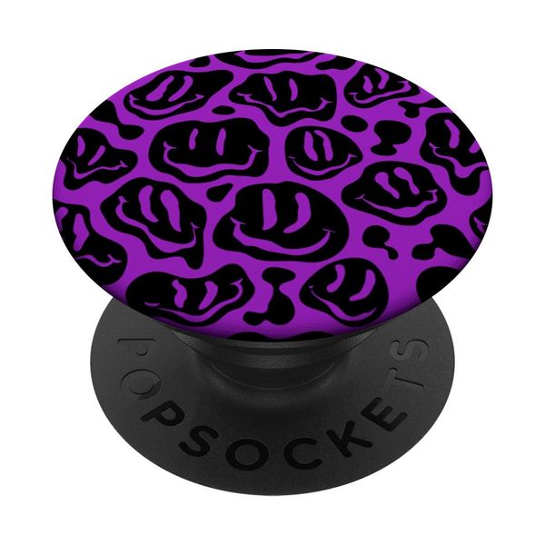 Black Purple Dripping Smile Face PopSockets Standard PopGrip