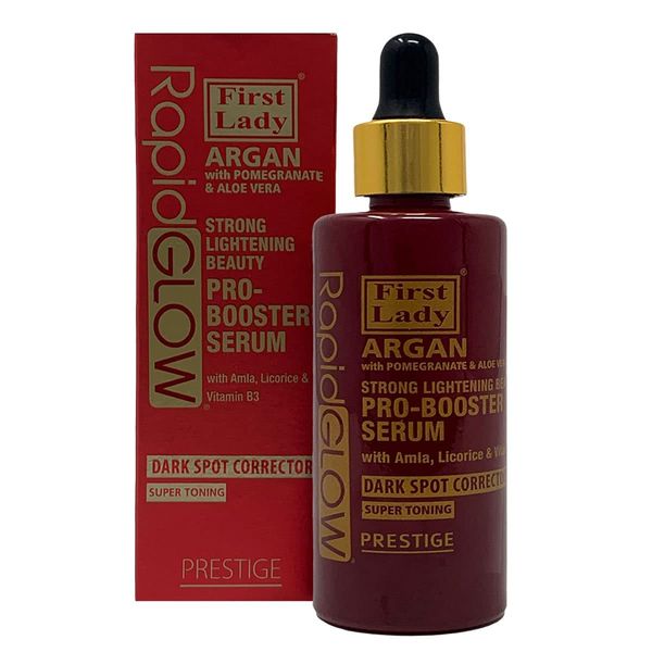 First Lady Rapid Glow Argan with Pomegranate & Aloe Vera Strong Skin Lightening Beauty Pro Booster Serum 60ml - with Amla, Licorice & Vitamin B3 dark spot remover for face