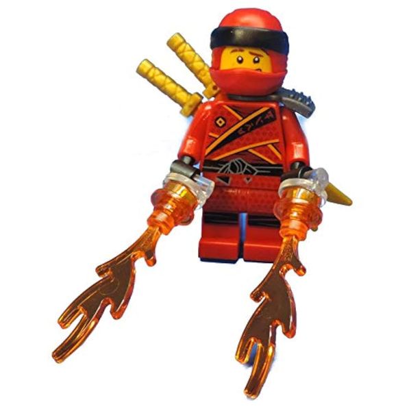 LEGO Ninjago: Kai Minifig with Flames and 2 Gold Katana Swords