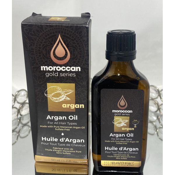 MOROCCAN GOLD SERIES Argan Oil For All Hair Types 1.7 fl oz 50ml NIB