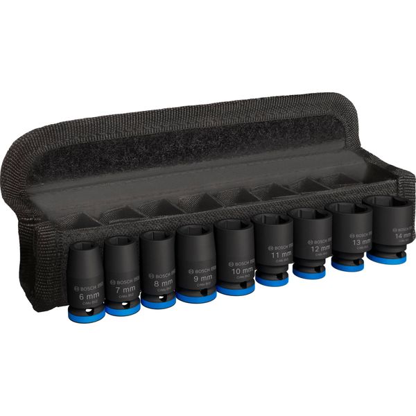 Bosch 2608003034 Impact Wrench Socket Set, 1/4 inch (6.35 mm) Insertion Angle with Storage Case