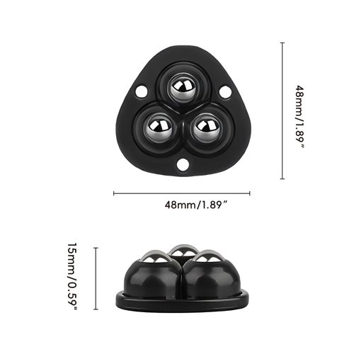 LVYKING 8 Pcs Self Adhesive Mini Adhesive Caster Wheels, 360° Swivel Universal Wheels, Stainless Steel Ball Transfer Roller for Small Appliances Storage Box Furniture Use (Black)