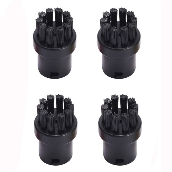 HUAYUWA 4PCS Hand Tool Nozzle Bristle Brushes Round Cleaning Brushes Replacement for Karcher SC1 SC2 SC3 SC4 SC5 SC7 Steam Mop Cleaners (Black)