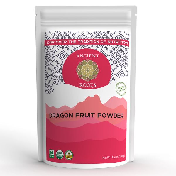 Ancient Roots Dragon Fruit Powder - All-Natural Food Coloring, Filled with Antioxidants, 25 Servings (3.5 ounces)