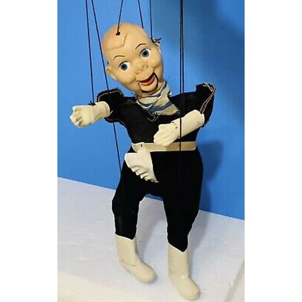 RARE! VINTAGE MARIONETTE COWBOY w/ GUN HOLSTER "Talker" Toy 12.5" by P. PUPPET