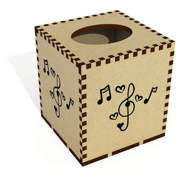 Square 'Music Notes' Wooden Tissue Box Cover (TB00042563)
