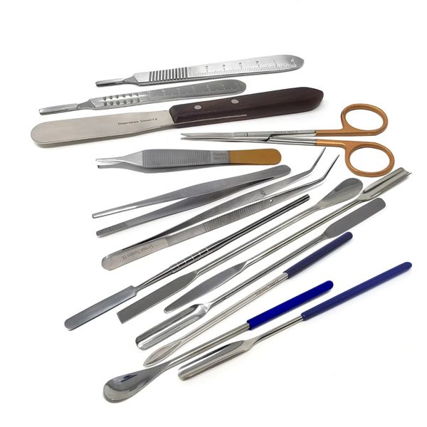 Multi-Instrument Stainless Steel Kit for Lab Work or DIY Projects - 14Pcs