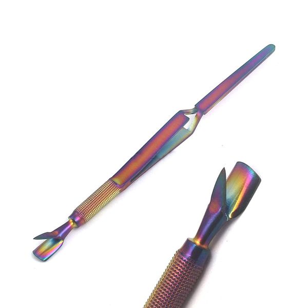 OdontoMed2011 Multi Function Cuticle Pusher Tweezer 7'' Acrylic Nail Pincher Tool Magic Wand Multi Color Rainbow Nail Pinching Tool Dual-end False Nail Shaping Tweezers C-Curve Manicure Tools