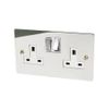 A5 SOC2GCFWC 2 Gang-Polished Chrome Flat-White Insert Metal Switch-13A Double Wall Plug Socket,White,Black