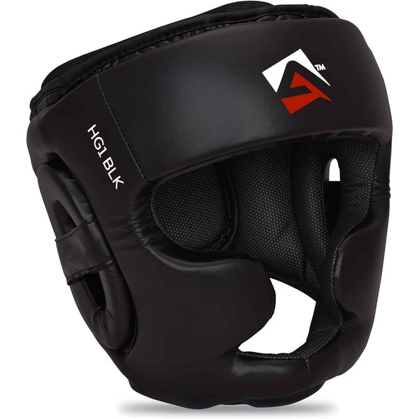 AQF Kopfschutz Boxen, Boxing Gesichtsschutz, MMA Kickboxen Kampfsport Helm, Muay Thai Schutzhelm, Box Training Headgear Schoner, Boxhelm Für Taekwondo, Sparring Karate, Schwarz Head Guard (M)