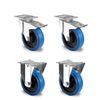 Rollensatz 2 Lenkrollen mit Feststeller + 2 Bockrollen 125 mm Elastik "Blue Wheels"