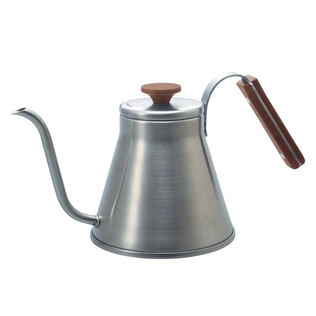 HARIO V60 VKW-120-HSV Drip Kettle, Wood, Silver, 28.2 fl oz (800 ml), Gas Fire, Induction Compatible, Present, Gift