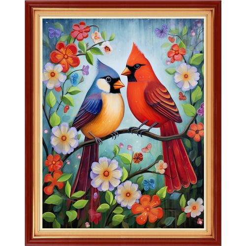 Redxing Stamped Cross Stitch Kits Embroidery kit for Beginners Adults Full Range of Embroidery Patterns Starter Kits DIY Printed Cross Stitch Kits Needlepoint Kits 11CT-Birds and Flowers 16x20 inch