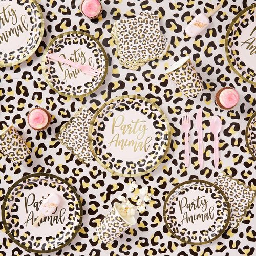 Sparkle and Bash Cheetah Print Paper Plates for Party Animal Safari Birthday and Leopard Party Supplies (7 In, 48 Pack)