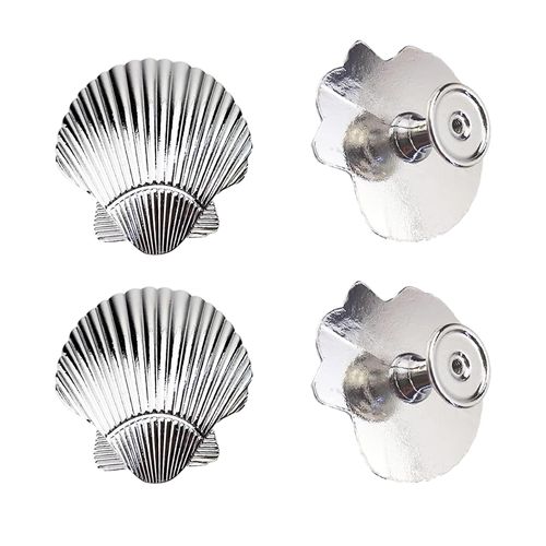 SGYUNQ Seashell Cabinet Knobs, Silver Coastal Drawer Knobs for Dresser Drawers, Cabinet Knobs for Wardrobe Cupboard Kitchen Pulls Handles Home Decorative Knob,4 PCS