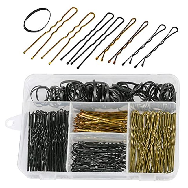 200 Pieces Bobby Pins U Hair Pins Hair Clips and 100 Pieces Rubber Hair  Bands with Storage Box for Girls and Women (Style 1)
