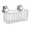MaxHold No-Drilling/Suction Cup Deep Rectangular Storage Basket - Vaccum System - Stainless Steel Never Rust - for Bathroom & Kitchen