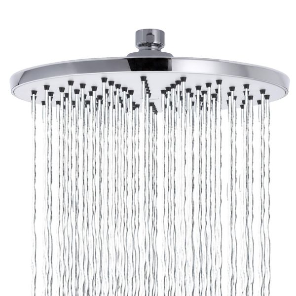 Round Rain Shower, Markcco 8'' Round High Pressure Shower Made by ABS Material, Comfortable Shower Experience, Even if The Water Pressure is Low, Installed on The Wall or Ceiling