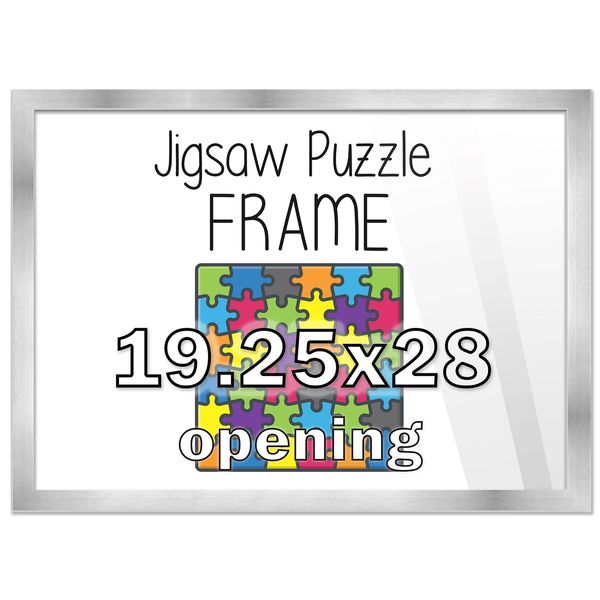 CountryArtHouse 19.25x28 Puzzle Frame Set with Peel & Stick Puzzle Glue Sheets Silver Wood - Includes Acrylic Front, Foam Backing Board, and Wall Hardware