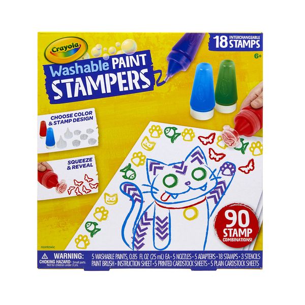 Crayola Washable Paint Stampers, Kids Paint Set, Gift for Boys & Girls, Ages 6, 7, 8, 9