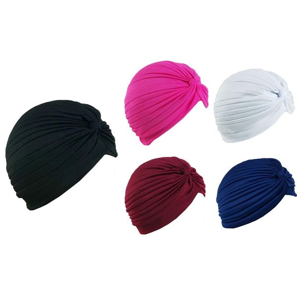 5 Women Stretchy Turban Chemo Cap Bennie Head Wrap Headwear