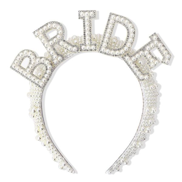 Bride to Be Pearl Embellished Crown Headband - Women's Bridal Shower Costume Accessory - By TRIXES