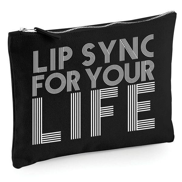 Lip Sync for Your Life - Zip Bag Costmetic Make up Bag Pencil Case Accessory Pouch - Drag Queen Race L Black