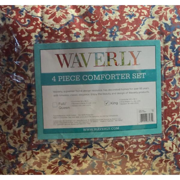 🌺 WAVERLY Tabriz Reversible Medallion 4 Piece Bedding Comforter Set King🆕