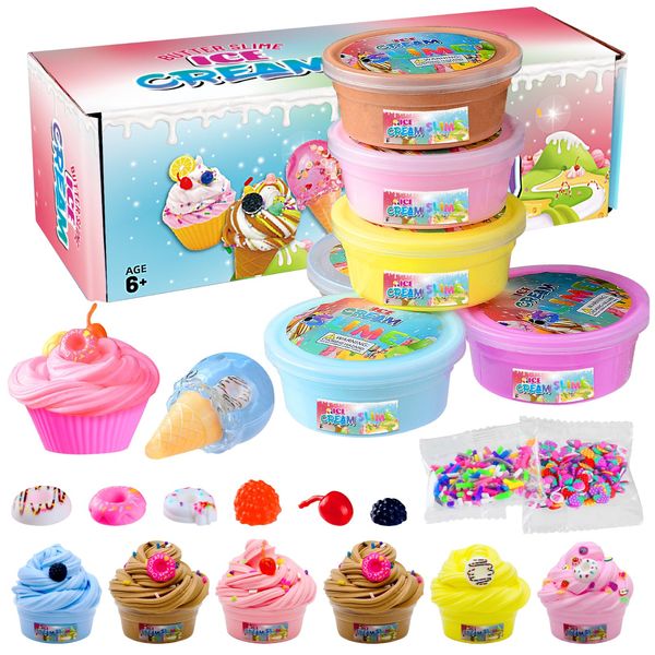 Butter Slime Kit Ice Cream Slime,Slime Making Kit,Stretchy and Non-Sticky,Stress Relief Toys, Party Favors for Kids Girls and Boys