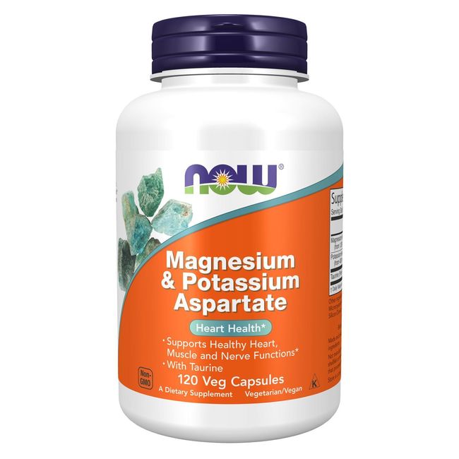 NOW FOODS Magnesium & Potassium Aspartate - 120 Veg Capsules